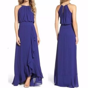Eliza J Royal Purple Halter Maxi Dress